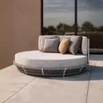 Round metal chaise lounge chair, 150×150×45 cm - Gray