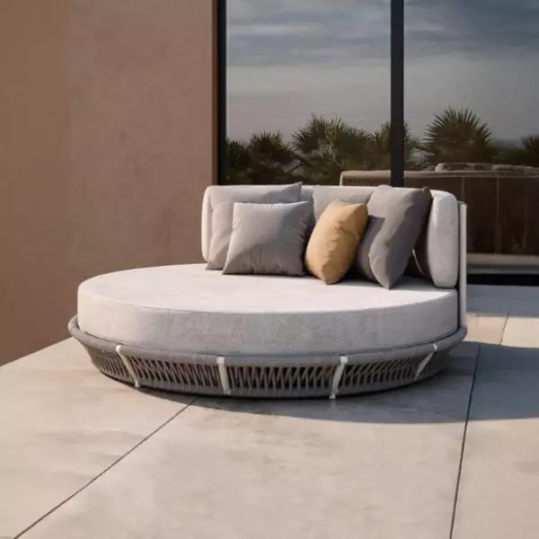 Round metal chaise lounge chair, 150×150×45 cm - Gray