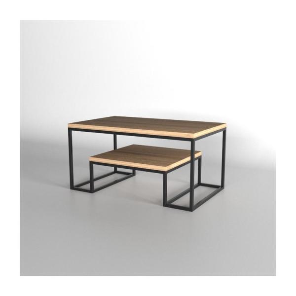 ترابيزة قهوة استيل بني و أسود - 120×60×60 سم