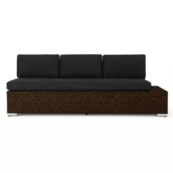 Rattan outdoor sofa, 140×120×70 cm, Jaguar fabric - brown-grey