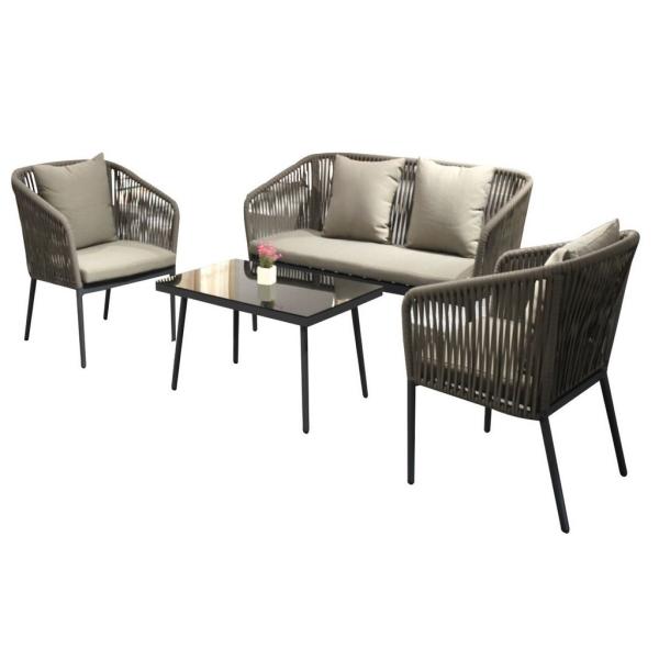 طقم اثاث خارجى 4 قطع - رمادي