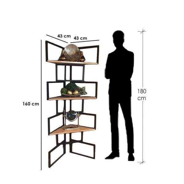 وحدة عرض ستيل و خشب موسكي أسود و بيج - 160×43×43 سم