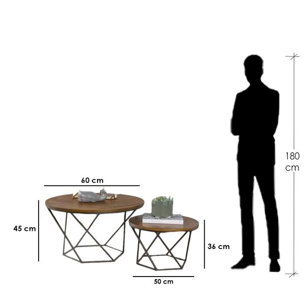 ترابيزة قهوة استيل بني - 60×45 سم