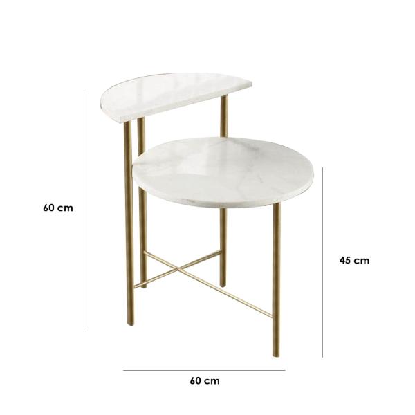 طقم ترابيزات جانبية حديد قطعتين وأبيض - ذهبي