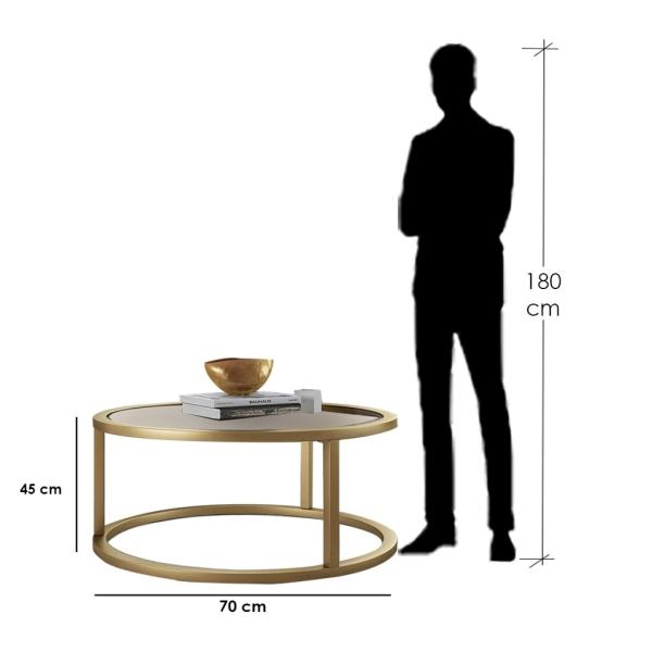 ترابيزة قهوة ستيل ذهبي - 45×70 سم