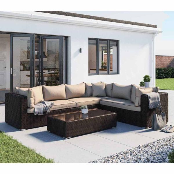 طقم أثاث خارجي 70×60×250 سم - بني و بيج - BA.BOM.7