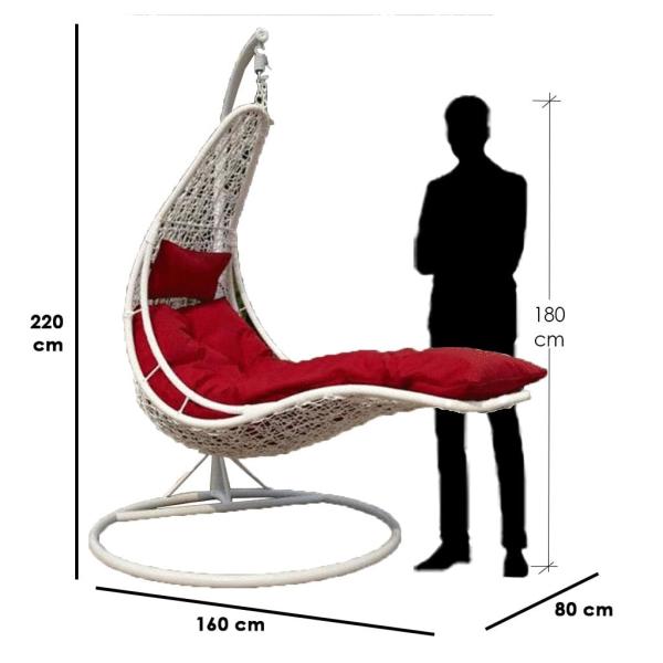 كرسي معلق فردي بلاستيك رتان - أبيض
