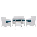 طقم أثاث خارجي بلاستيك رتان 4 قطع - أبيض