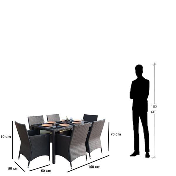 طقم أثاث خارجي رتان 7 قطع - بني