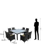 طقم أثاث خارجي رتان 9 قطع - أسود