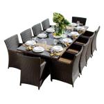 طقم أثاث خارجي رتان 10 قطع - بني