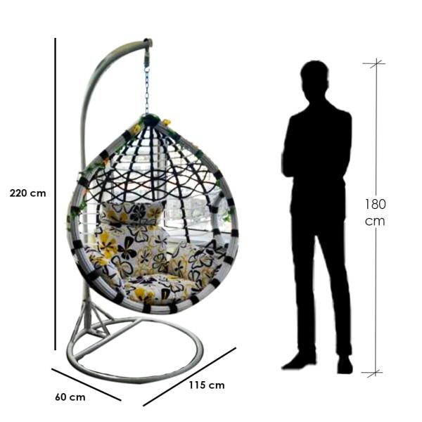 كرسي معلق فردي بلاستيك رتان - أبيض