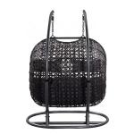 كرسي معلق زوجي راتان - أسود و رمادي