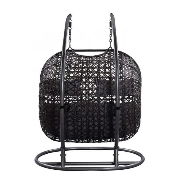 كرسي معلق زوجي راتان - أسود و رمادي