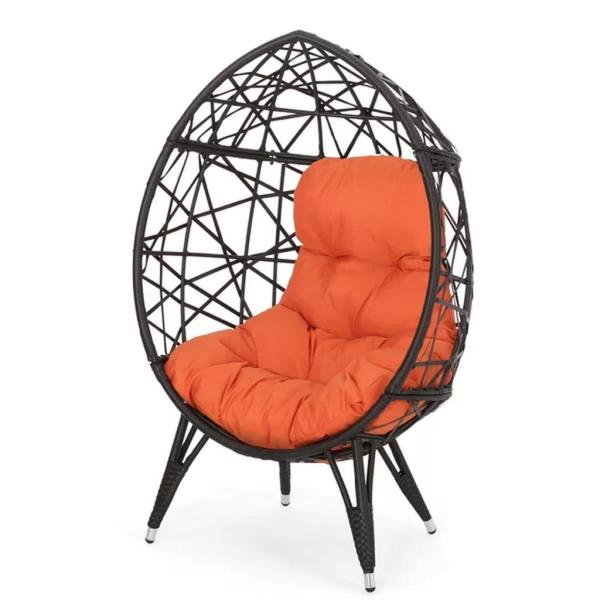 كرسي خارجي راتان - أسود وبرتقالي