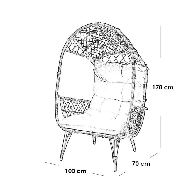 كرسي خارجي راتان - بيج و أوف وايت