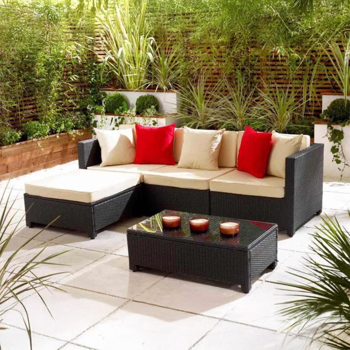 كنبة خارجية رتان و قماش جاجوار - أسود