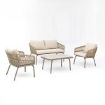 طقم أثاث خارجي حديد و قماش مقاوم للماء 4 قطع -بيج