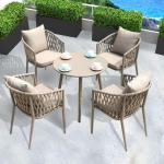 طقم أثاث خارجي حديد و قماش مقاوم للماء 5 قطع - بيج