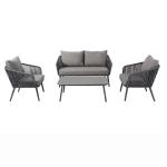 طقم أثاث خارجي حديد و قماش مقاوم للماء 4 قطع -رمادي