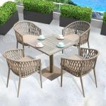 طقم أثاث خارجي حديد و قماش مقاوم للماء 5 قطع -بيج