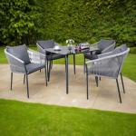طقم أثاث خارجي معدن 5 قطع - رمادي