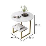 ترابيزة جانبية حديد ذهبي وأبيض - 60×50×50 سم