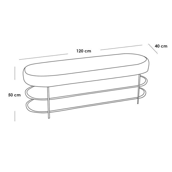 بانكيت بجزامة ستيل و قطيفة أسود و رمادي - 50×40×120 سم