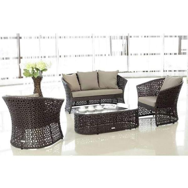 أثاث خارجى بلاستيك رتان 5 قطع - بني