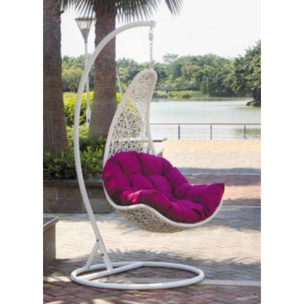 كرسي معلق فردي رتان - أبيض