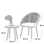 طقم أثاث خارجي حديد و خيط دوبار 3 قطعة - رمادي