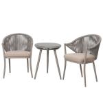 طقم أثاث خارجي حديد و خيط دوبار 3 قطعة - بيج