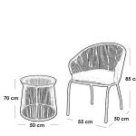 طقم أثاث خارجي حديد و خيط دوبار 3 قطعة - أسود و رمادي