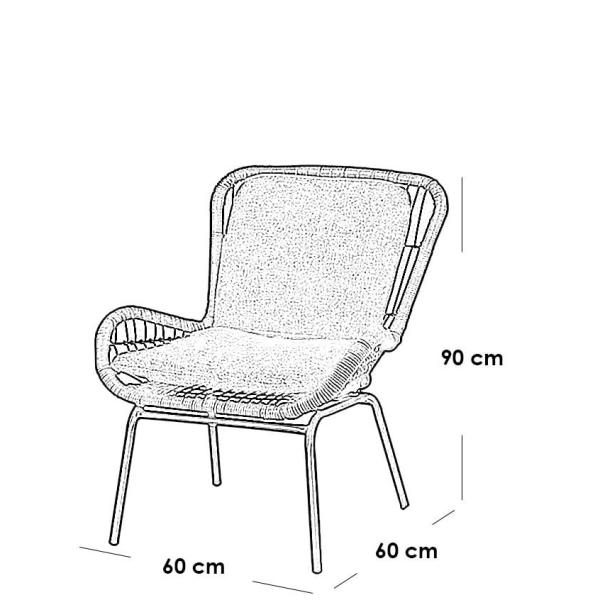 طقم كراسي خارجي راتان وحديد وجاكوار قطعتين - أسود ورمادي