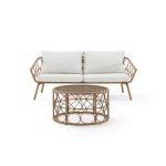 طقم أثاث خارجي راتان وجاكوار 2 قطع - بيج و أبيض