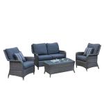 طقم أثاث خارجي 4 قطع حديد و الرتان - أزرق و رمادي