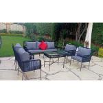 طقم أثاث خارجي حديد و دوبار 6 قطع - رمادي