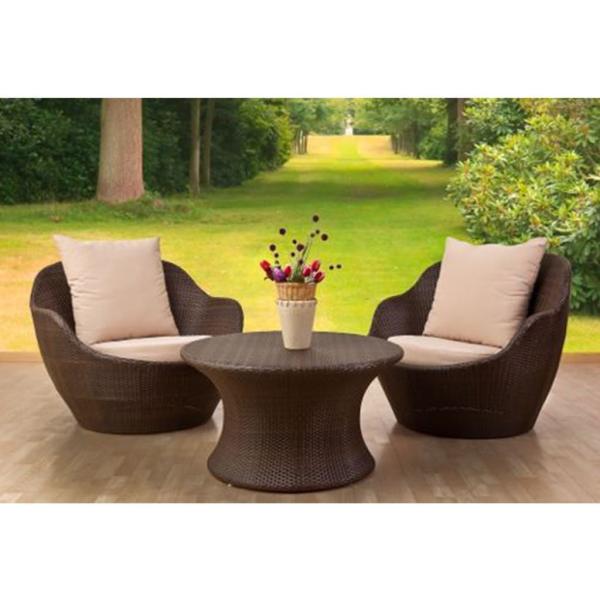 طقم أثاث خارجي - 3 قطع - بني وبيج - RSH.SH34