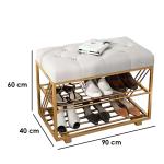 بانكت جزامة ستيل وقطيفة 50×40×90×38 سم - اوف وايت وذهبي