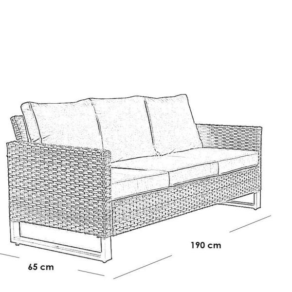 طقم أثاث خارجي راتان 3 قطع - رمادي