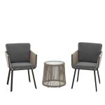 طقم أثاث خارجي 3 قطع راتان وسوفت 3 قطع - متعدد الالوان