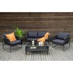 طقم أثاث خارجي حديد وقماش مقاوم للماء 4 قطع - أسود