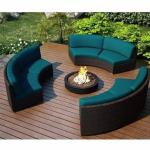 طقم أثاث خارجي 3 قطع - بني وأخضر