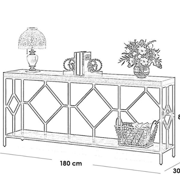 كونسول حديد وخشب ام دى اف أسود وبني - 80×180×30 سم