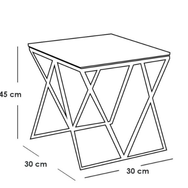 طقم ترابيزات جانبية حديد ورخام قطعتين - أسود وأبيض