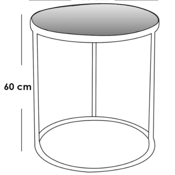 ترابيزة جانبية ستيل و زجاج ذهبي - 60×50×50 سم