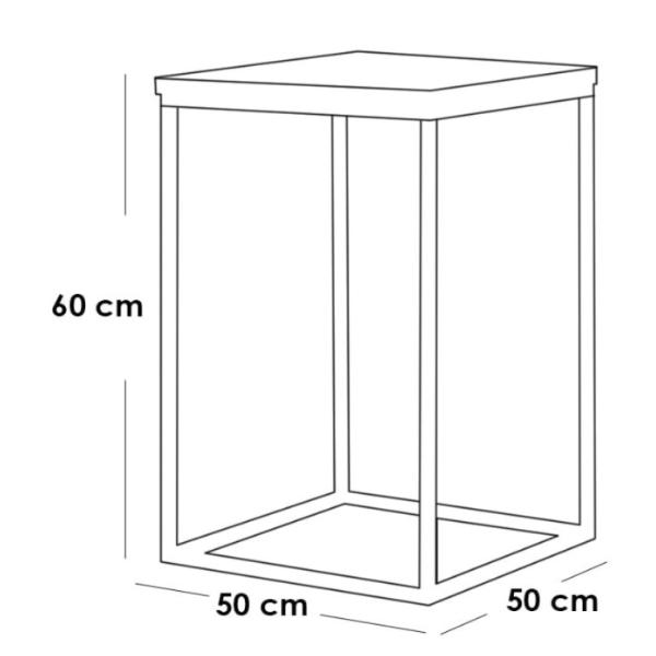 ترابيزة جانبيه حديد و زجاج أسود - 60 × 50 × 50 سم