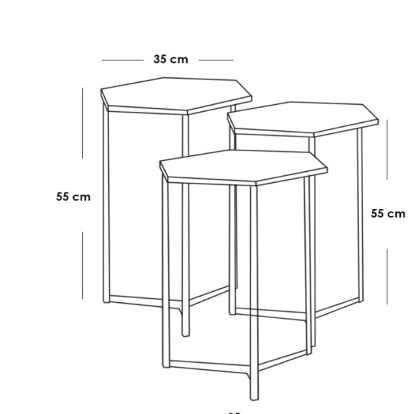 طقم ترابيزات جانبية ستيل 3 قطع - أسود وذهبي