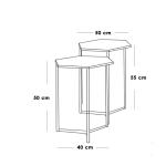 طقم ترابيزات جانبية حديد وزجاج قطعتين - ذهبي